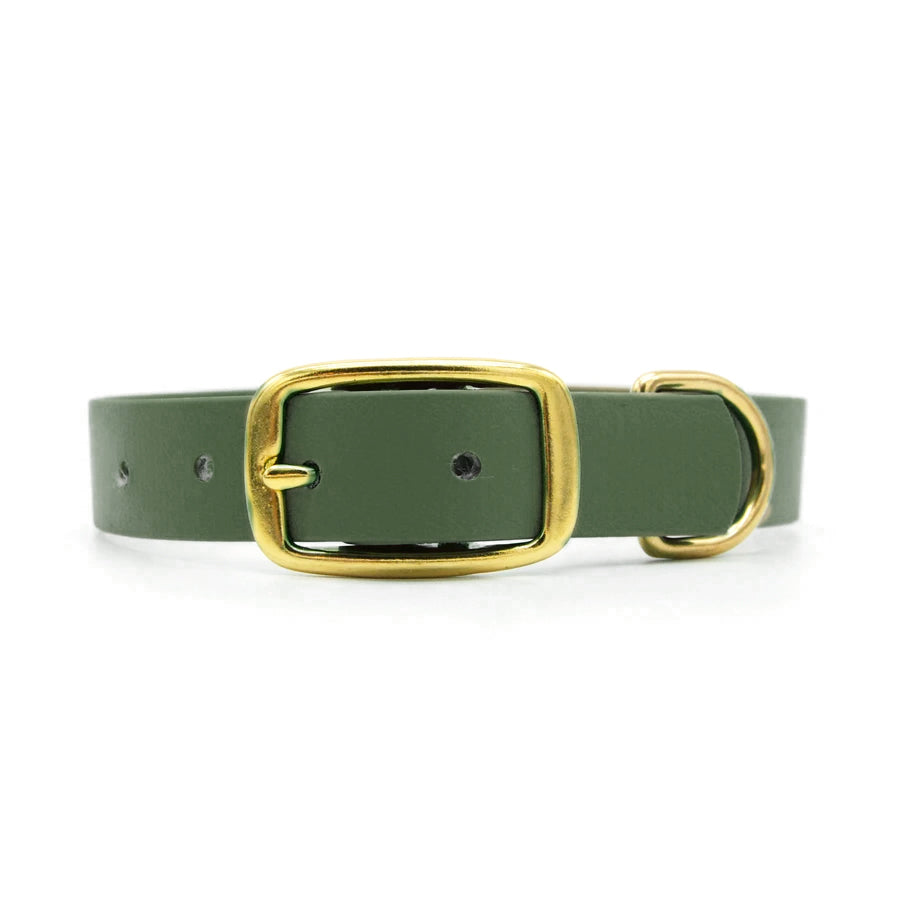 Collare in Biothane 25mm Verde Militare regolabile con fibbia in alluminio - Connecto.dog