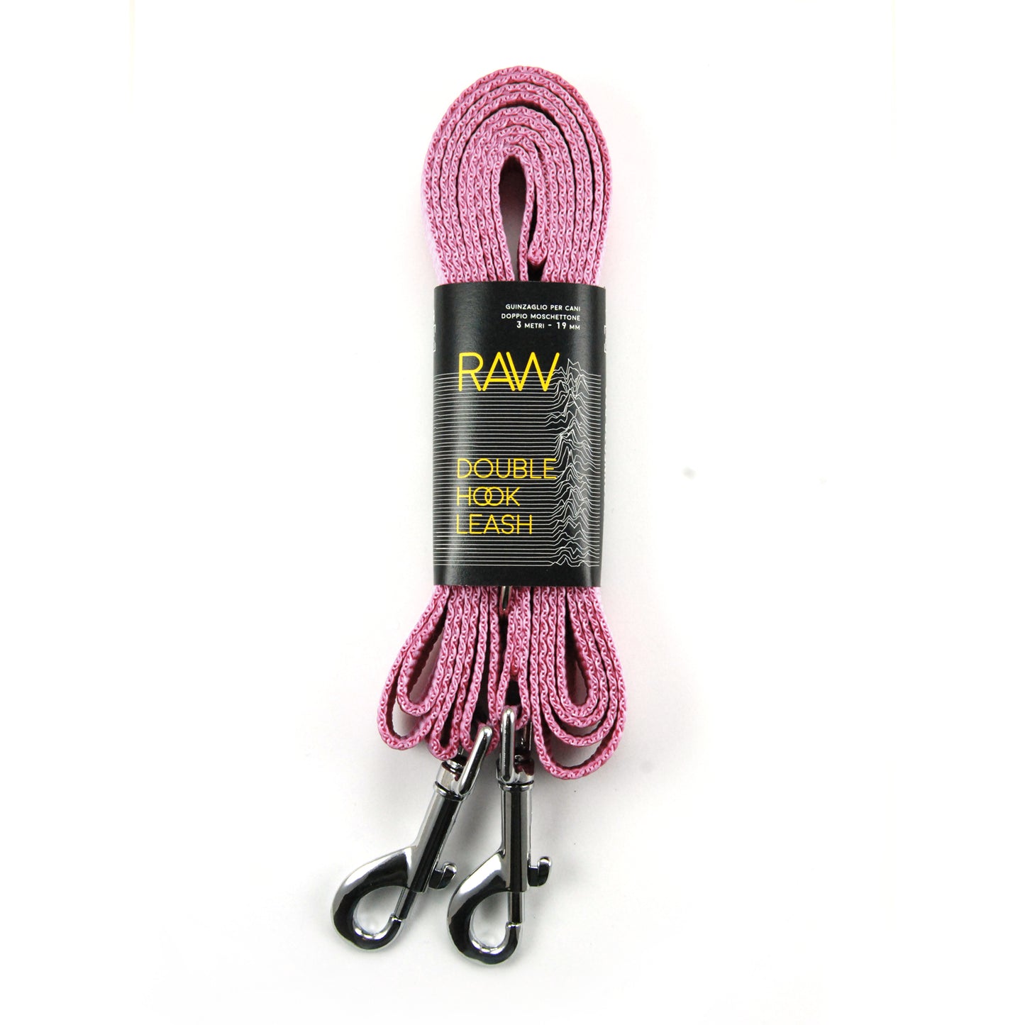 Guinzaglio per cani 3m con doppio moschettone - Rosa Baby - Connecto.dog