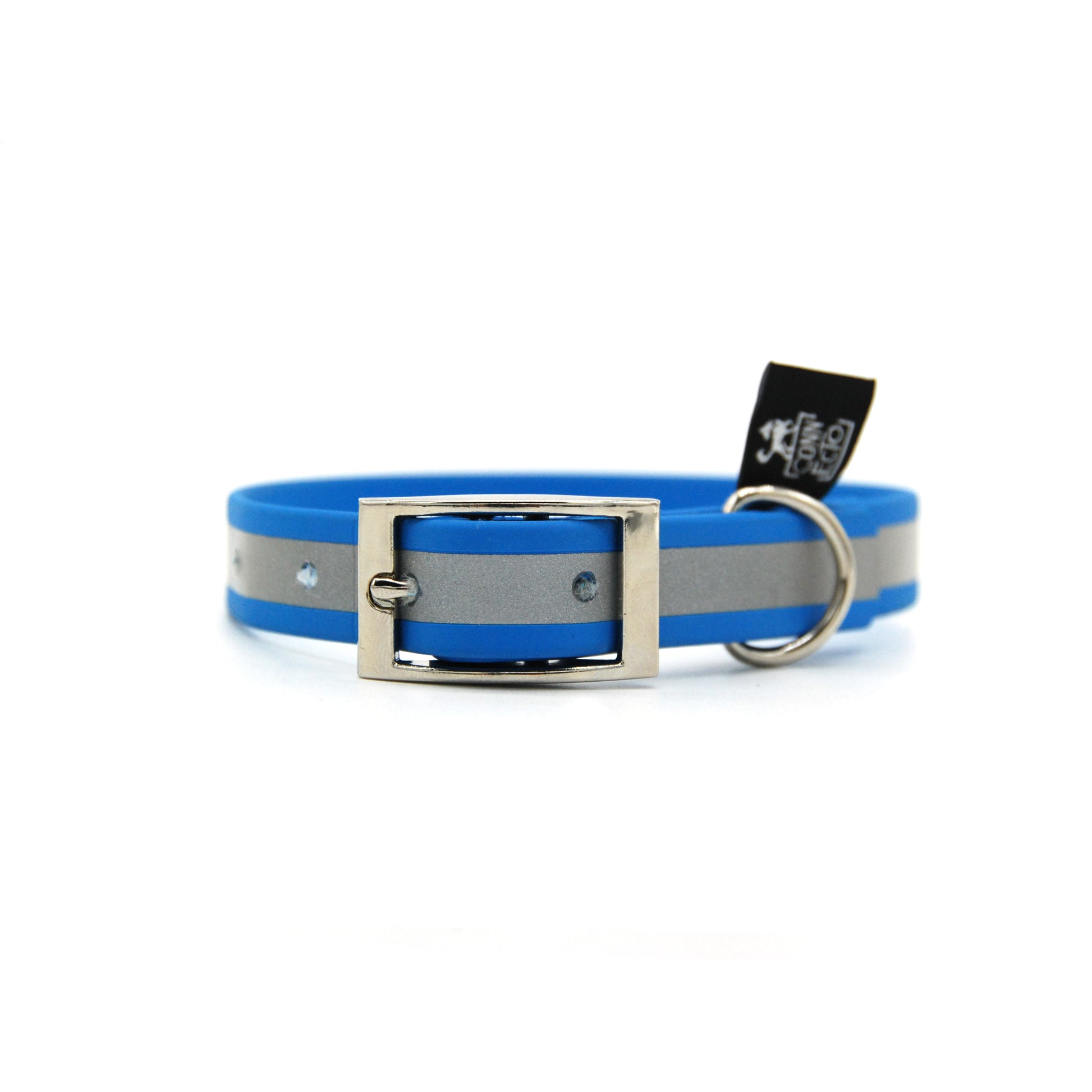 Collare in Biothane 20mm Azzurro regolabile con fibbia in alluminio e 3M - Connecto.dog
