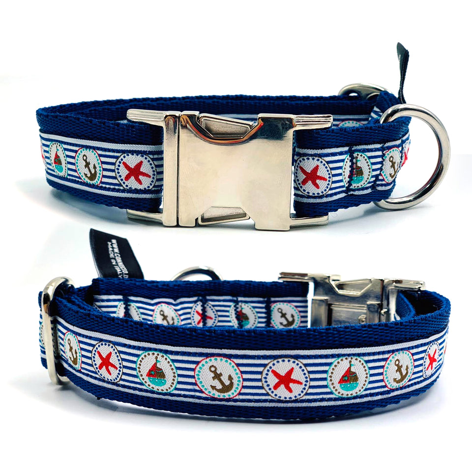 OhMyDog! Collare per cani Blue striped nautical - Connecto.dog