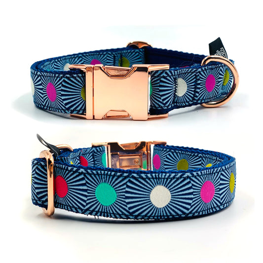 OhMyDog! Collare per cani Blu stripes and dots - Connecto.dog