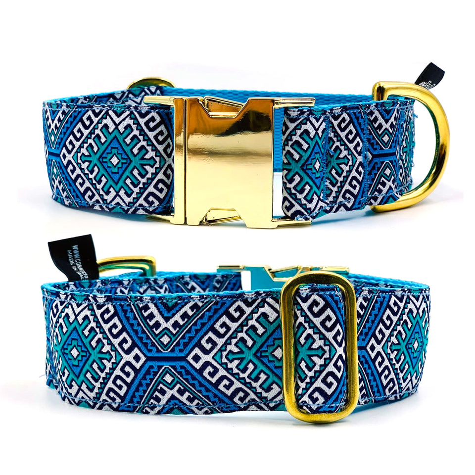 OhMyDog! Collare per cani Blue and Aqua Camel Blanket - Connecto.dog