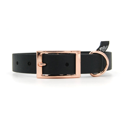 Collare in Biothane 25mm Nero regolabile con fibbia in alluminio - Connecto.dog