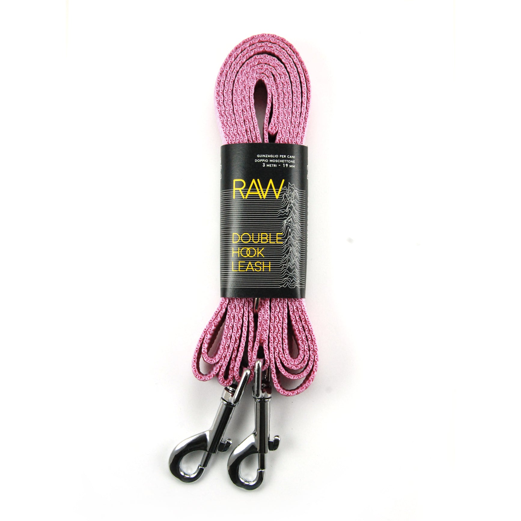 Guinzaglio per cani 3m con doppio moschettone - Rosa Baby - Connecto.dog