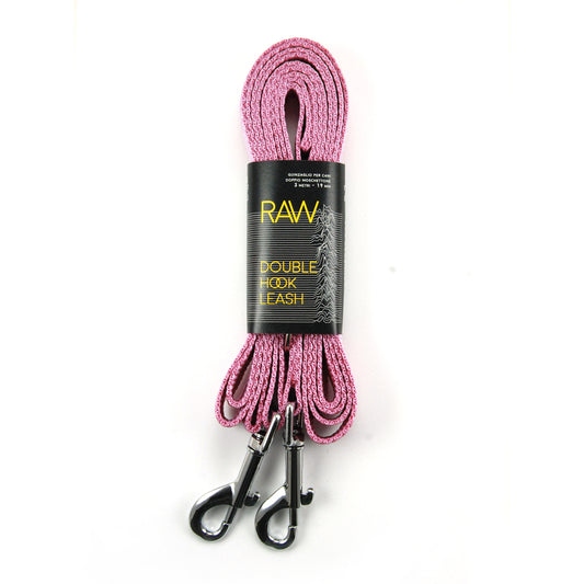 Guinzaglio per cani 3m con doppio moschettone - Rosa Baby - Connecto.dog